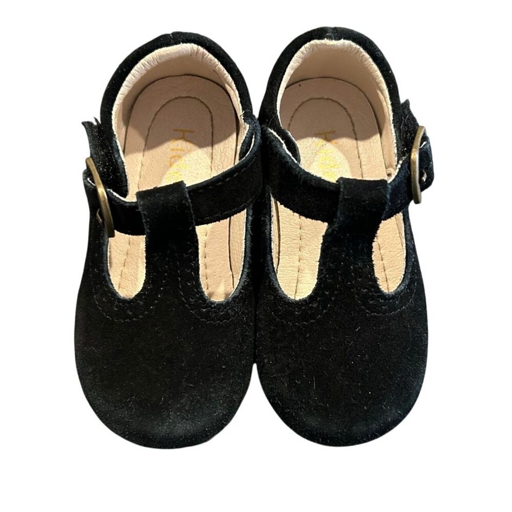 Kiderence Black T Strap Mary Jane Shoes Suede Feel Toddler Size 5C